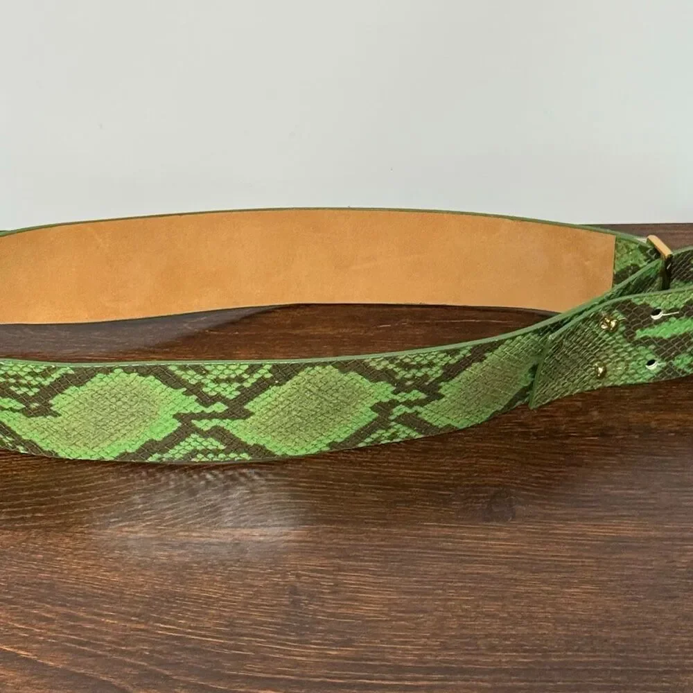 W Kleinberg America Women’s green leather python print wide belt size medium